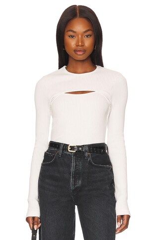 AGOLDE Lyza Cut Out Rib Top in Powder from Revolve.com | Revolve Clothing (Global)