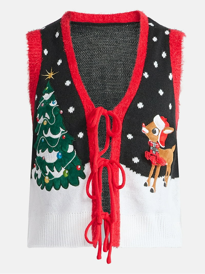Rudolph the Red-Nosed Reindeer Women's Christmas Tie Vest, Sizes XXS-XXL | Walmart (US)