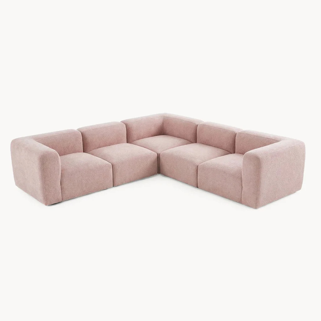 Philo Blush Pink Low Profile Reversible Modular L Sectional Sofa (5-Seater) | Pop Maison