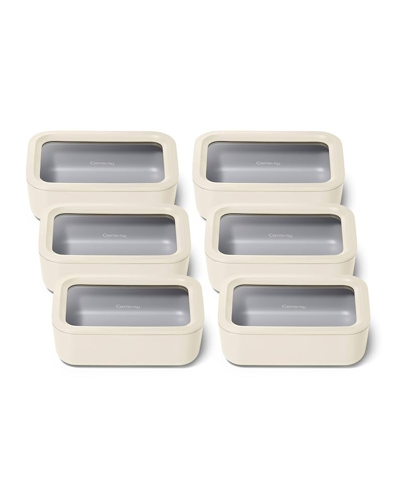 Caraway 6pc Glass Food Storage Set – 6.6 Cup Food Containers (6) - Ceramic Coated - Non Toxic, ... | Amazon (US)