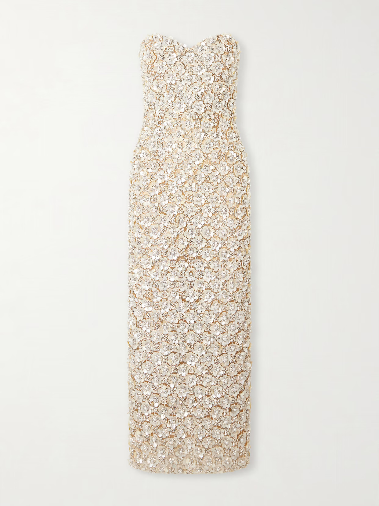 Oscar de la Renta - Embellished Tulle Bustier Gown - Silver | NET-A-PORTER (US)