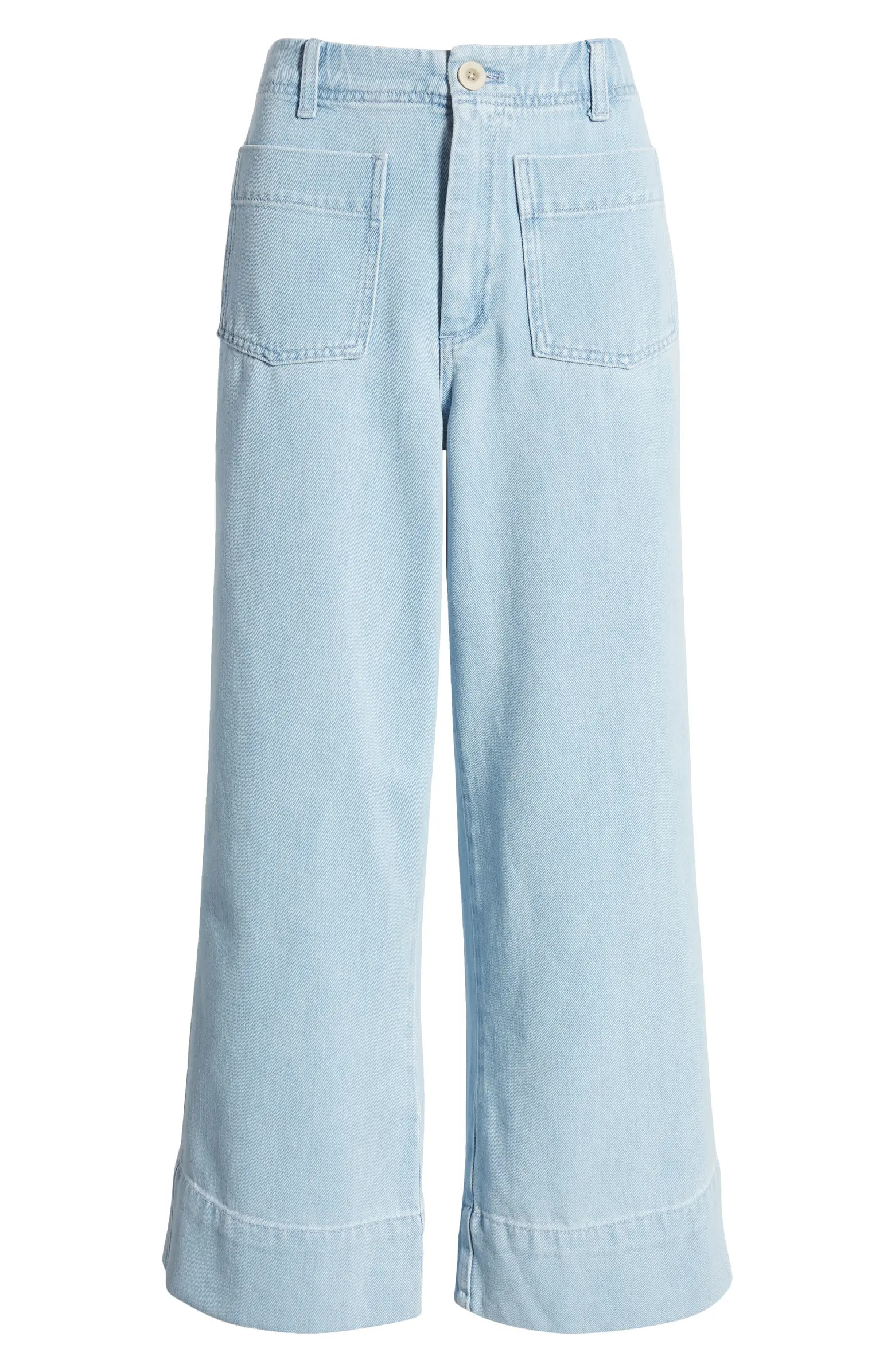 Treasure & Bond Patch Pocket Twill Ankle Wide Leg Pants | Nordstrom | Nordstrom