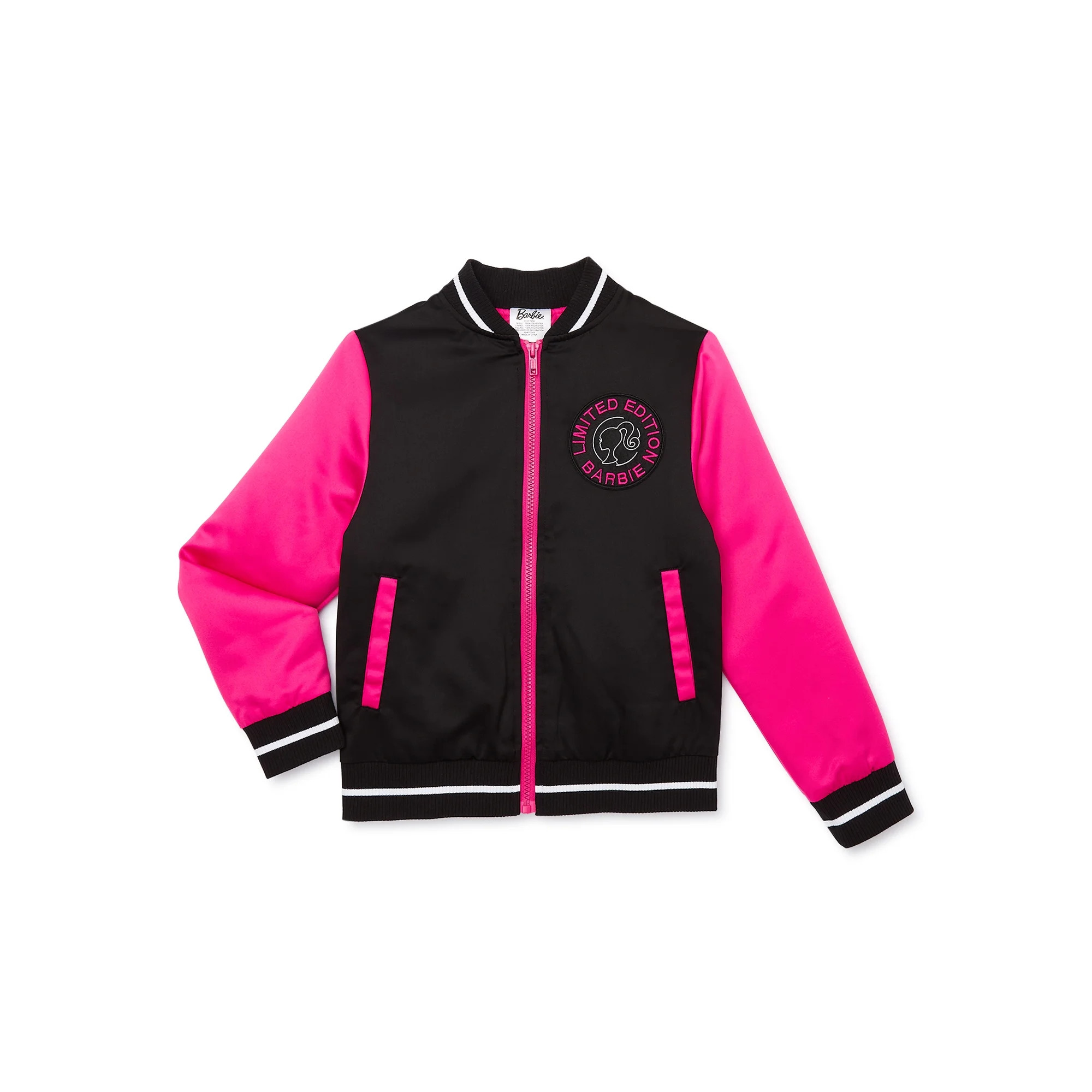 Girls Barbie Long Sleeve Bomber Jacket, Sizes 4-18 | Walmart (US)