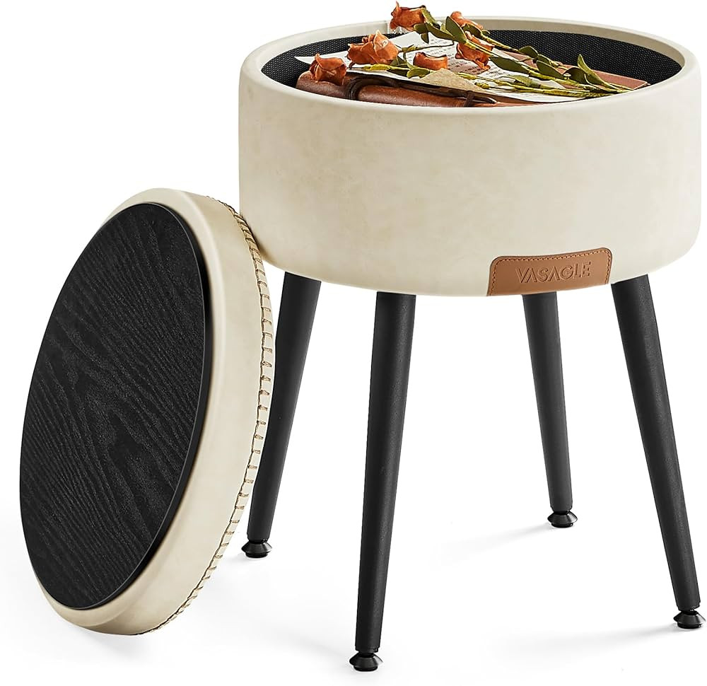 VASAGLE EKHO Collection - Storage Ottoman, Vanity Chair Stool, Synthetic Leather with Stitching, ... | Amazon (US)