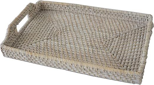 Medium 12"x17" Rectangular Wicker Serving Trays and Platters with Handles | Handcrafted Breakfast... | Amazon (US)