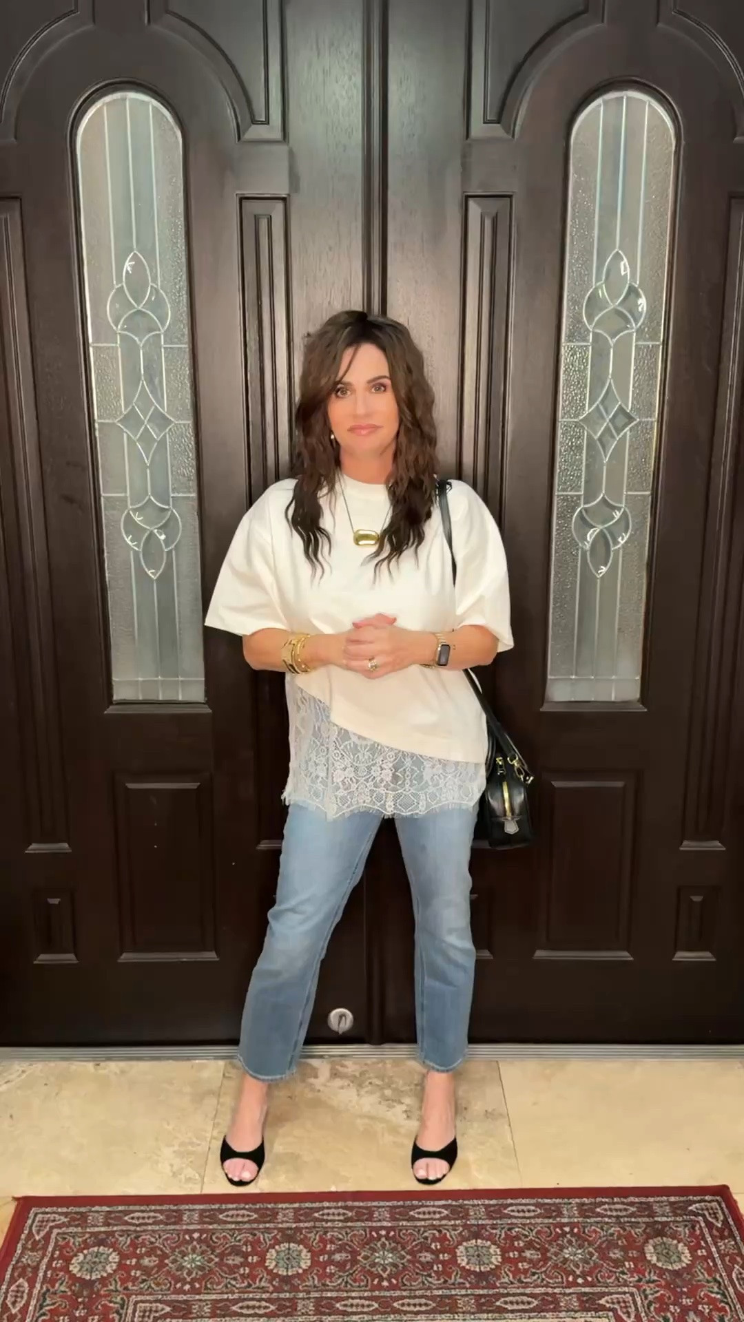This is a cute , casual and comfy look for an early dinner , coffee date. Top sm , jeans 25 . #casualstyle #mixmediatop #lacedetail

#LTKOver40 #LTKPetite #LTKootd