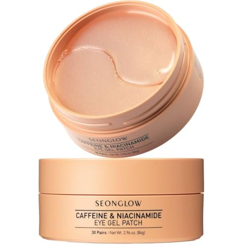 SEONGLOW Caffeine Under Eye Patches: 30 Pairs Korean Hydrogel Eye Masks for Dark Circles Puffiness Relief with Niacinamide Hyaluronic Acid - Undereye Brightening Hydrating Anti-Wrinkle Treatment | Amazon (US)