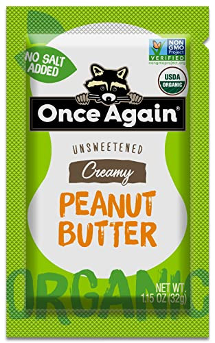 Once Again Organic Creamy Peanut Butter - 1.15oz Squeeze Packs, 10 Count - Salt Free, Unsweetened - USDA Organic, Gluten Free Certified, Vegan, Kosher | Amazon (US)