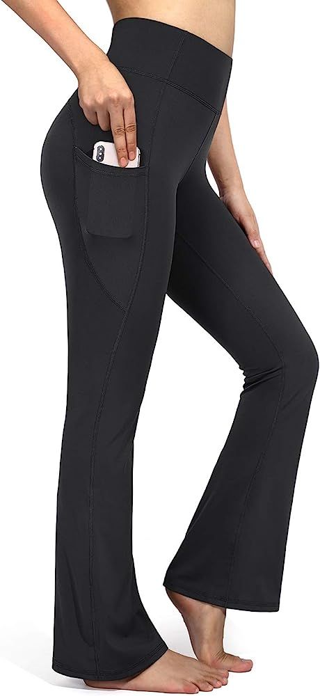 OMANTIC High Waist Bootcut Yoga Pants with Pocket Tummy Control Bootleg Workout Pants for Women D... | Amazon (US)