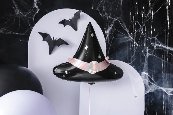 Giant Witch Hat Balloon Black Pink Stars Girls Wizard Hat - Etsy | Etsy (US)