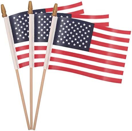 Becko 50 Pack 5.5 x 8.2 Inch American Stick Flags US American Flags Mini American Handheld Wooden Fl | Amazon (US)