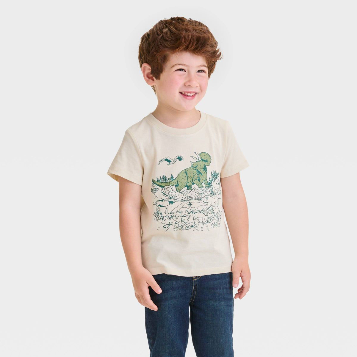 Toddler Boys' Short Sleeve Graphic T-Shirt - Cat & Jack™ Cream | Target