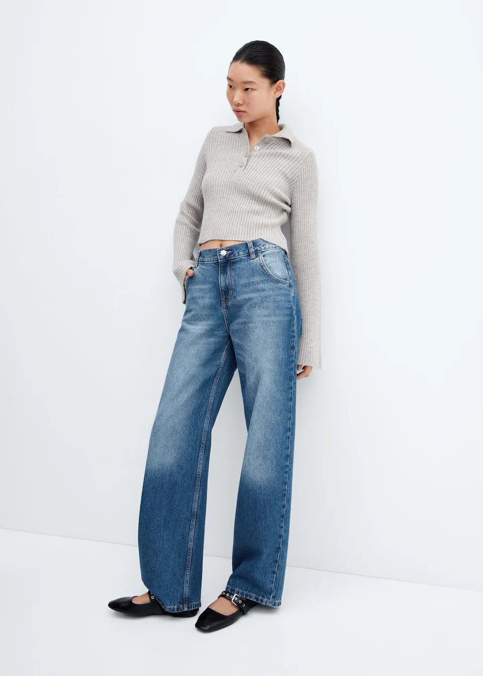 Low waist wideleg jeans -  Women | Mango United Kingdom | MANGO (UK)