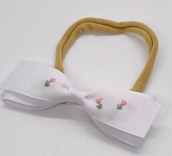 Tulip lottie Hand  Embroidered Bow | Etsy | Etsy (US)