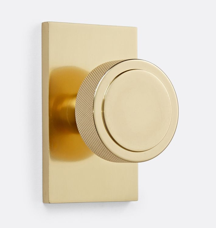 Trask Brass Knob Tube Latch Interior Door Set, Rectangular Backplate | Rejuvenation