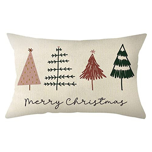 Ogiselestyle Watercolor Christmas Tree Throw Pillow Cover, 12 x 20 Inch Holiday Merry Christmas Cushion Case Decoration for Sofa Couch | Amazon (US)