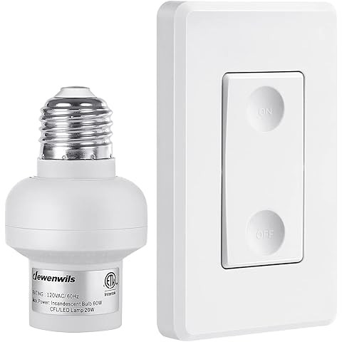 TREEWELL Remote Control Light Bulb Socket, 200FT Range Remote Light Socket, Wireless Wall Mounted... | Amazon (US)
