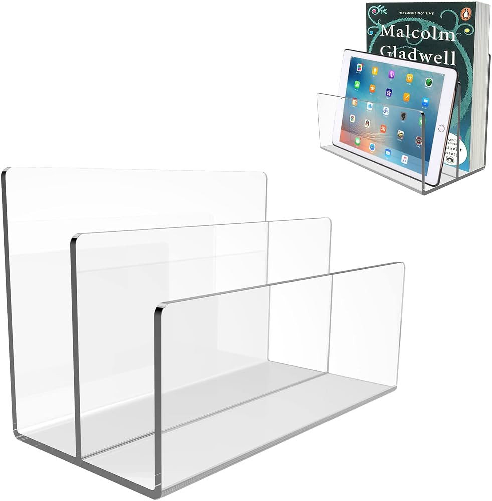Acrylic 2 Sections File Holder,Clear File Organizer Letter Sorter Holder for Desk,Fit for Office ... | Amazon (US)