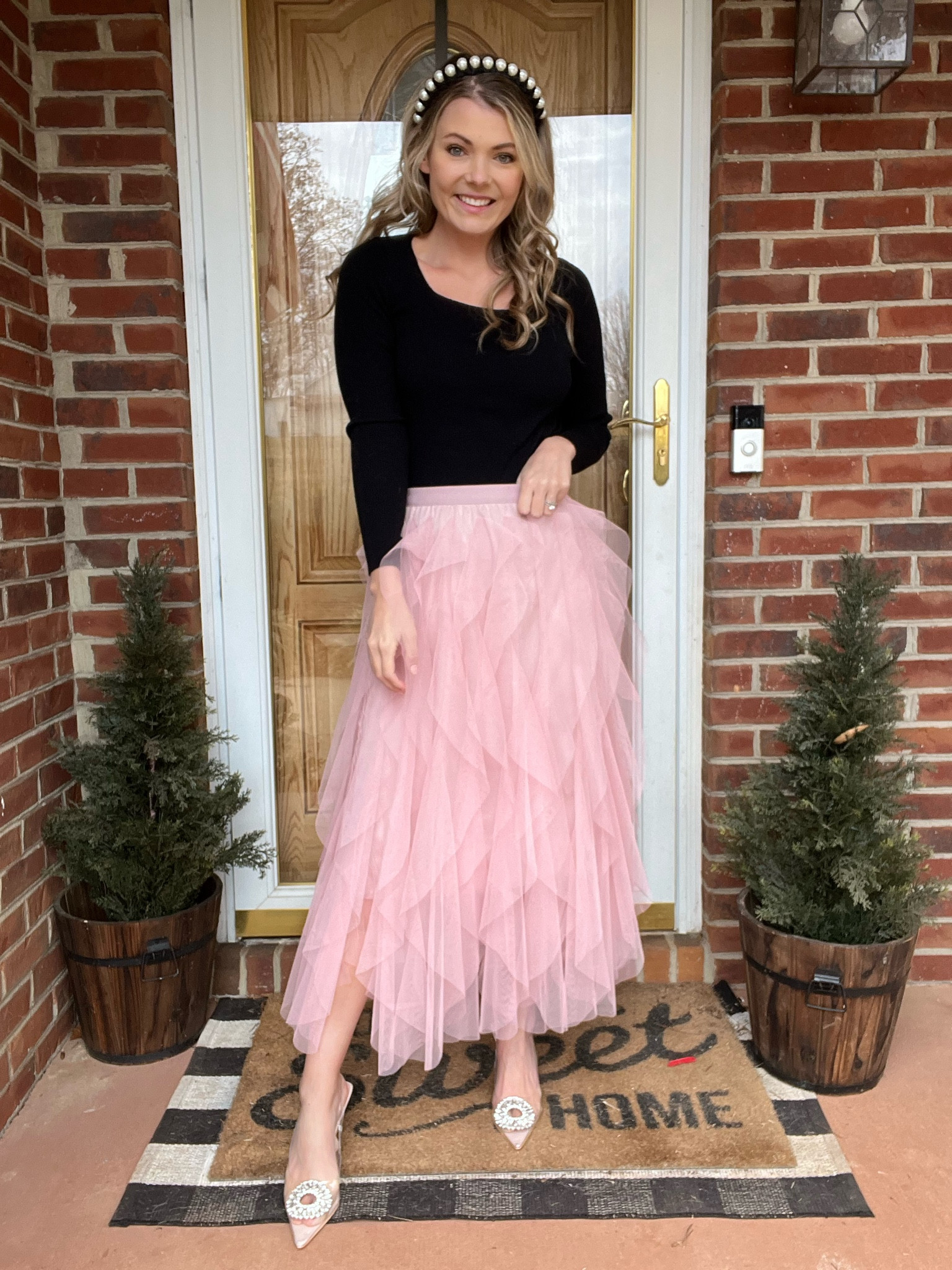 Women’s fashion outfit inspo
Pink tulle skirt, long sleeve knit sweater shirt scoop neck, pearl headband, clear see through heels. 

Teacher style, church outfit, Valentine’s Day, galentines day, mom outfit  casual, dressy party

#LTKfamily #LTKstyletip #LTKfindsunder50