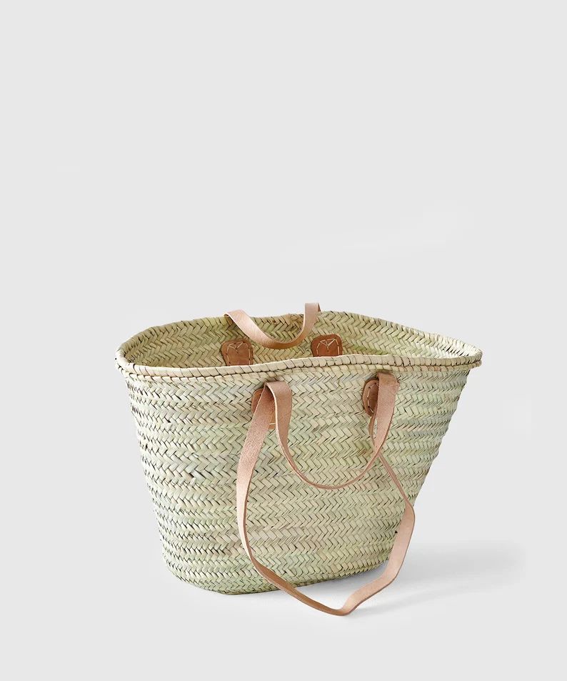 FRENCH BASKET || Large Market Basket || Handmade Moroccan Basket || Moroccan Straw Bag || Double ... | Etsy (US)