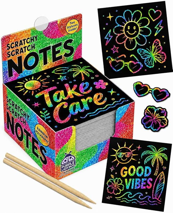 PURPLE LADYBUG Rainbow Holographic Scratch Art Mini Notes - Teen Girl Gifts Trendy Stuff, Small G... | Amazon (US)