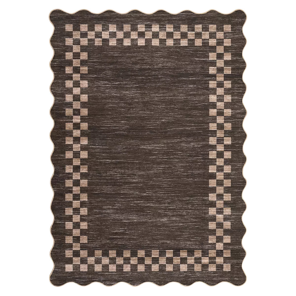 Washable Modern Scalloped Border Bedroom Living Room Rugs, Low Pile Non Slip Floor Carpet for Hom... | Target