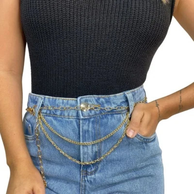 Cinto De Corrente Tripla 3 Voltas Cinturado Moda Blogueiras Dourado | Dafiti (BR)