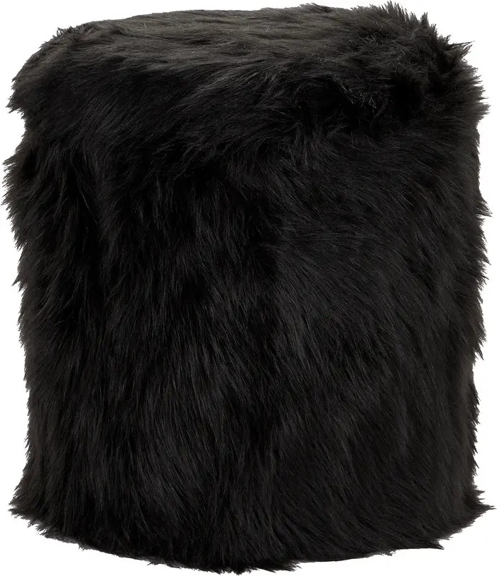 VIVIAN LUNE HOME Black Pine & Faux Fur Contemporary Stool | Nordstromrack | Nordstrom Rack