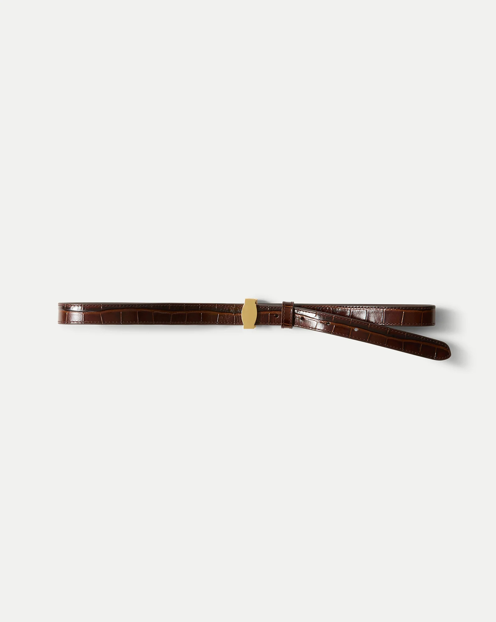 Veronica Beard Dash Croc-Embossed Belt Chestnut | Veronica Beard