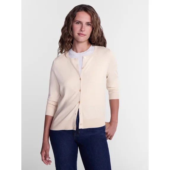 Time And Tru Women's Fine Gauge Cardigan Sweater, Lightweight, Sizes XS-XXXL | Walmart (US)