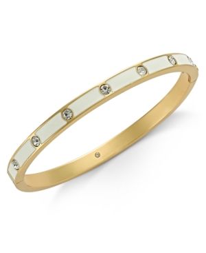 kate spade new york Gold-Tone Crystal Enamel Hinged Bangle Bracelet | Macys (US)
