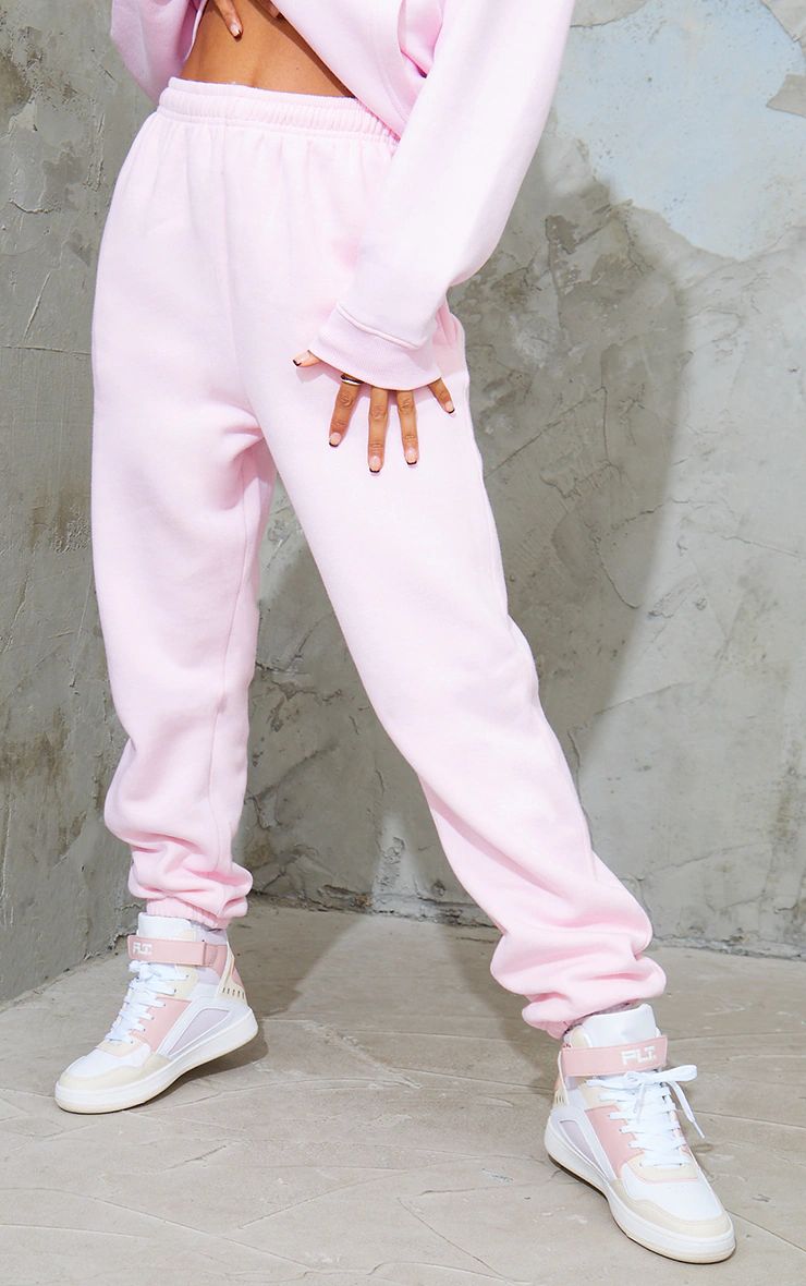 Baby Pink Sweat Cuffed High Waist Sweatpants | PrettyLittleThing US