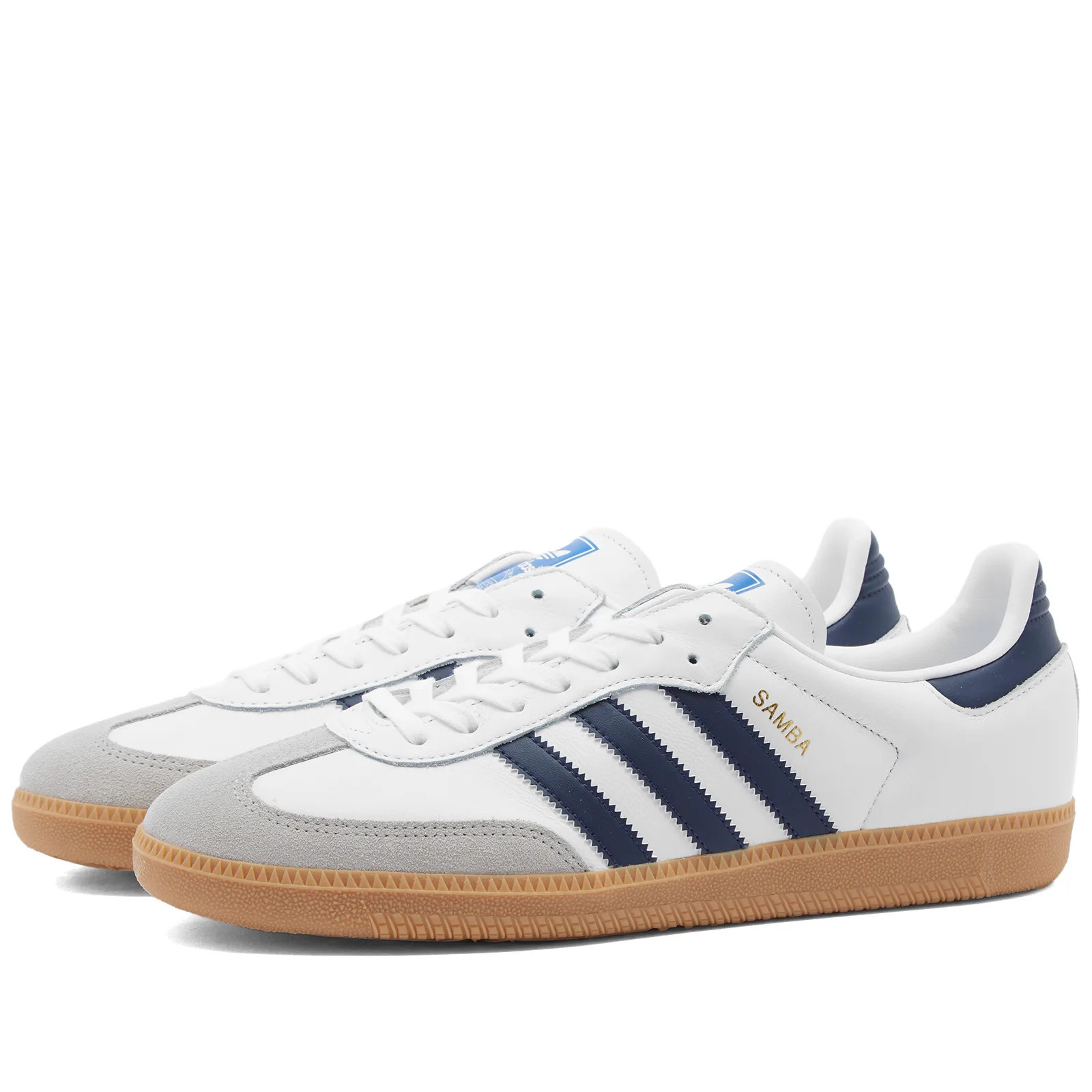 Adidas SAMBA OG Sneakers in Ftwr White/Night Indigo/Gum, Size UK 12.5 | END. Clothing