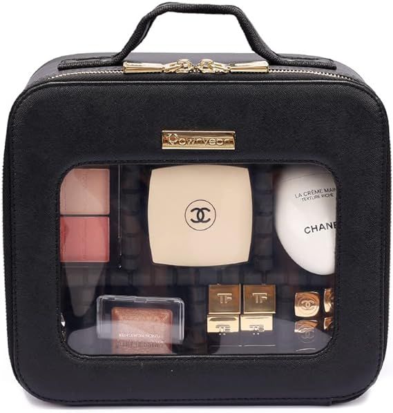 ROWNYEON Clear Makeup Bag Organizer Cosmetic Bag 10.2"  Make Up Bag Visible Makeup Train Case Eva... | Amazon (US)