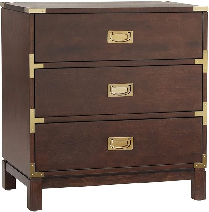 Inspire Q Kedric 3-Drawer Goldtone Accent Nightstand by Bold Espresso Espresso Finish, Goldtone F... | Amazon (US)