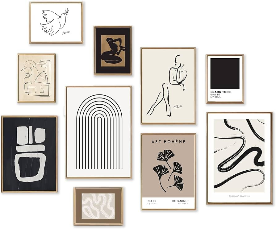 TWNSLLA Boho Wall Decor,Boho Room Decor,Minimalist Women Body Line Art Leaf Vintage Boho Wall Pri... | Amazon (US)