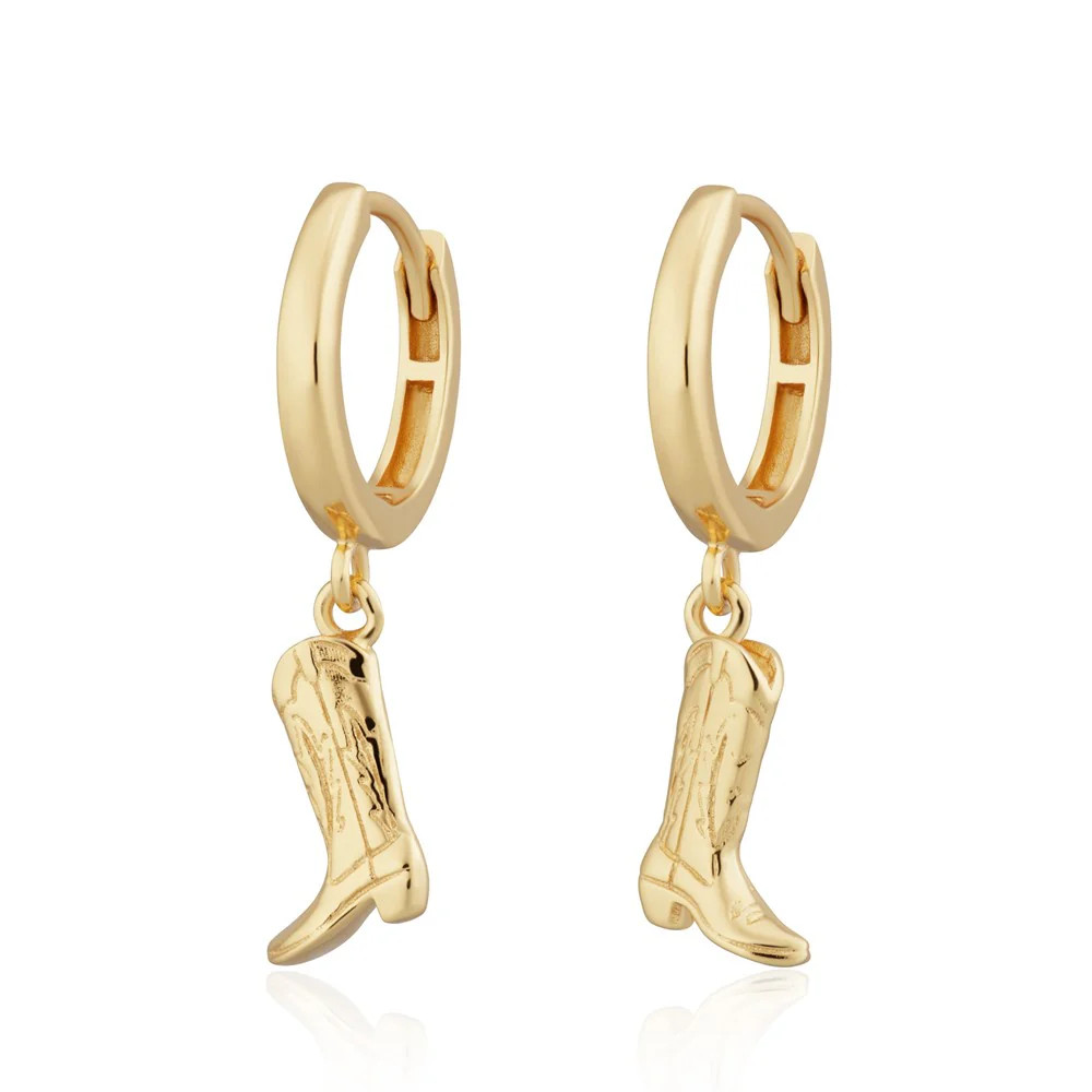 Cowboy Boot Charm Hoop Earrings | Recycled Silver or 18ct Gold | Scream Pretty