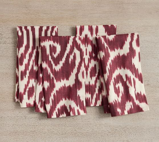 Ava Ikat Print Organic Cotton Napkins - Set of 4 | Pottery Barn (US)