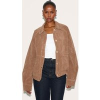 Beige Oversized Faux Suede Jacket | PrettyLittleThing UK