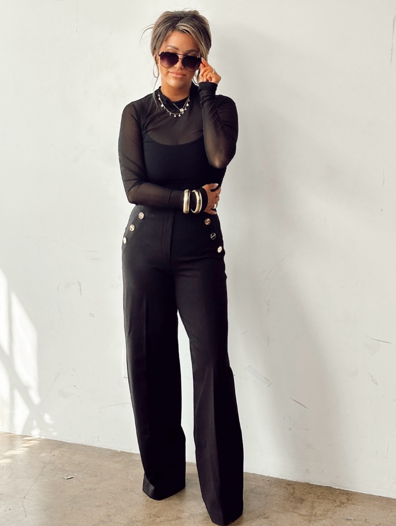 Spanx pants- size small
Sheer bodysuit- size M 
Heels - TTS
SHADED 🕶️ are the Cristina’s with Topfoxx code Cristina15 

#LTKStyleTip #LTKItBag #LTKWorkwear