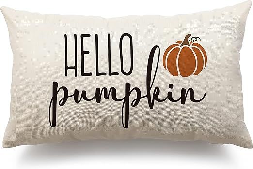 Fall Pillow Covers 12x20 Inch Fall Decorations Throw Pillowcase Autumn Farmhouse Pumpkin Linen Cu... | Amazon (US)