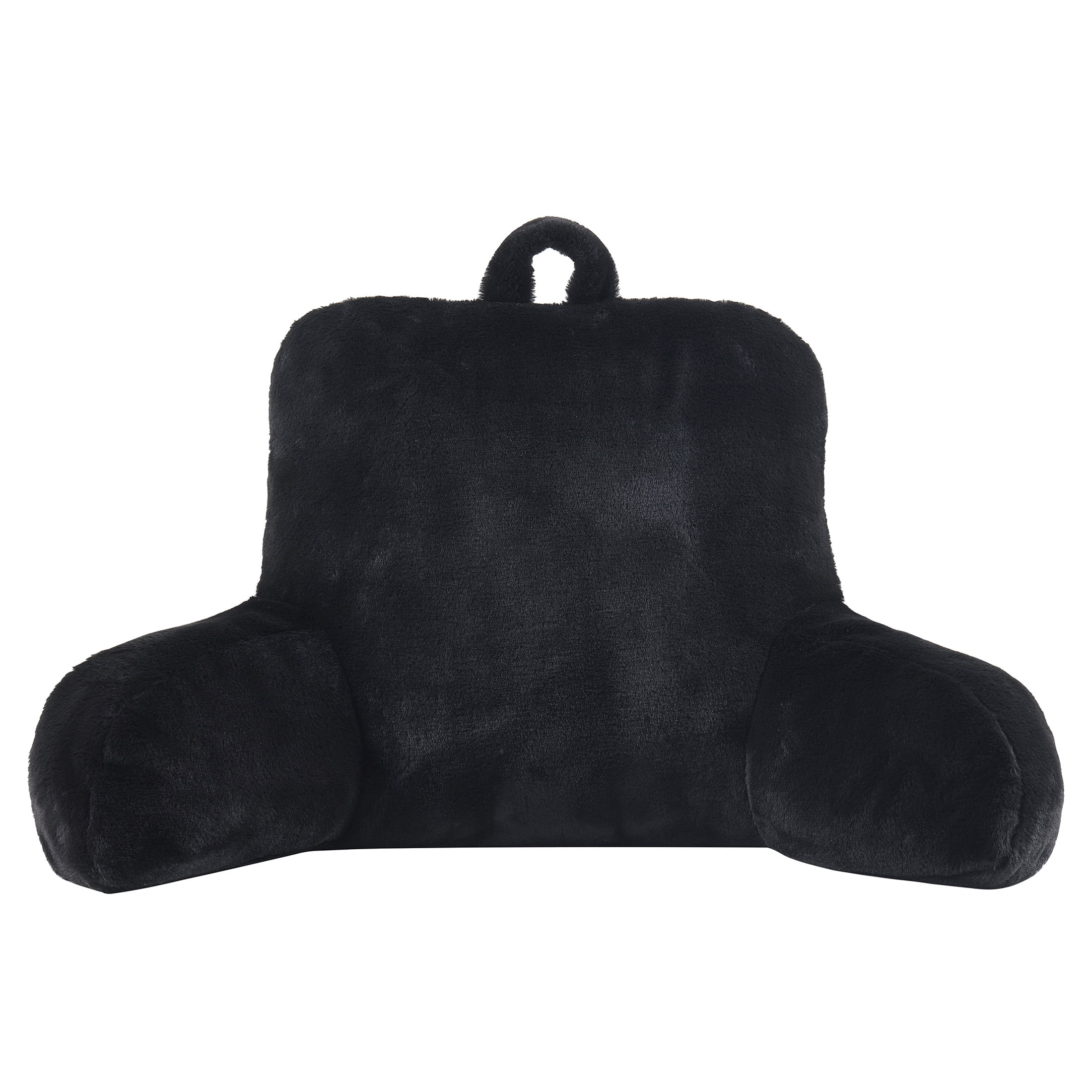 Mainstays Faux Fur Plush Backrest Pillow, Black | Walmart (US)