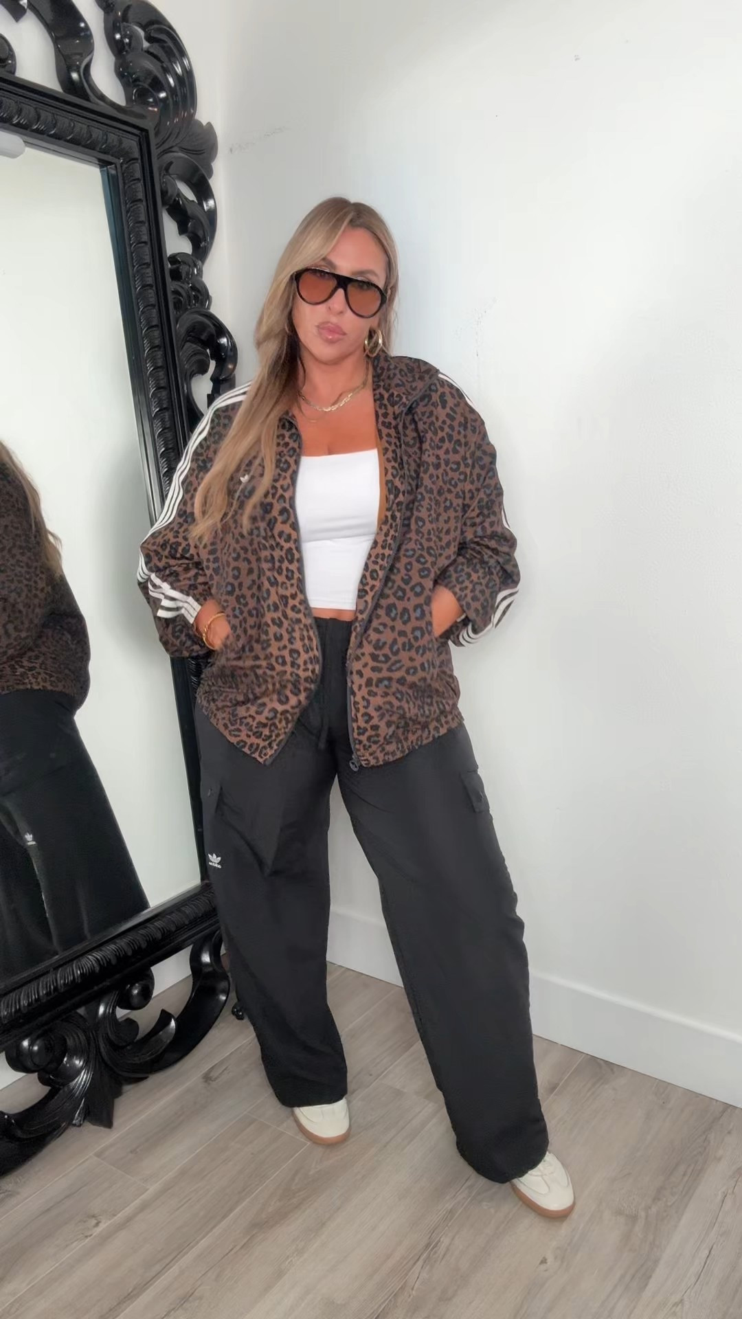 Styled Adidas pieces that I love. 


Outfit 4
Leopard jacket is from Dicks Sporting Goods size L (size down) 
pants are the woven cargos worn with size XL (size up if you prefer a baggier fit
tank L

#LTKMidsize #LTKShoeCrush #LTKFindsUnder100 #LTKStyleTip #LTKSaleAlert

