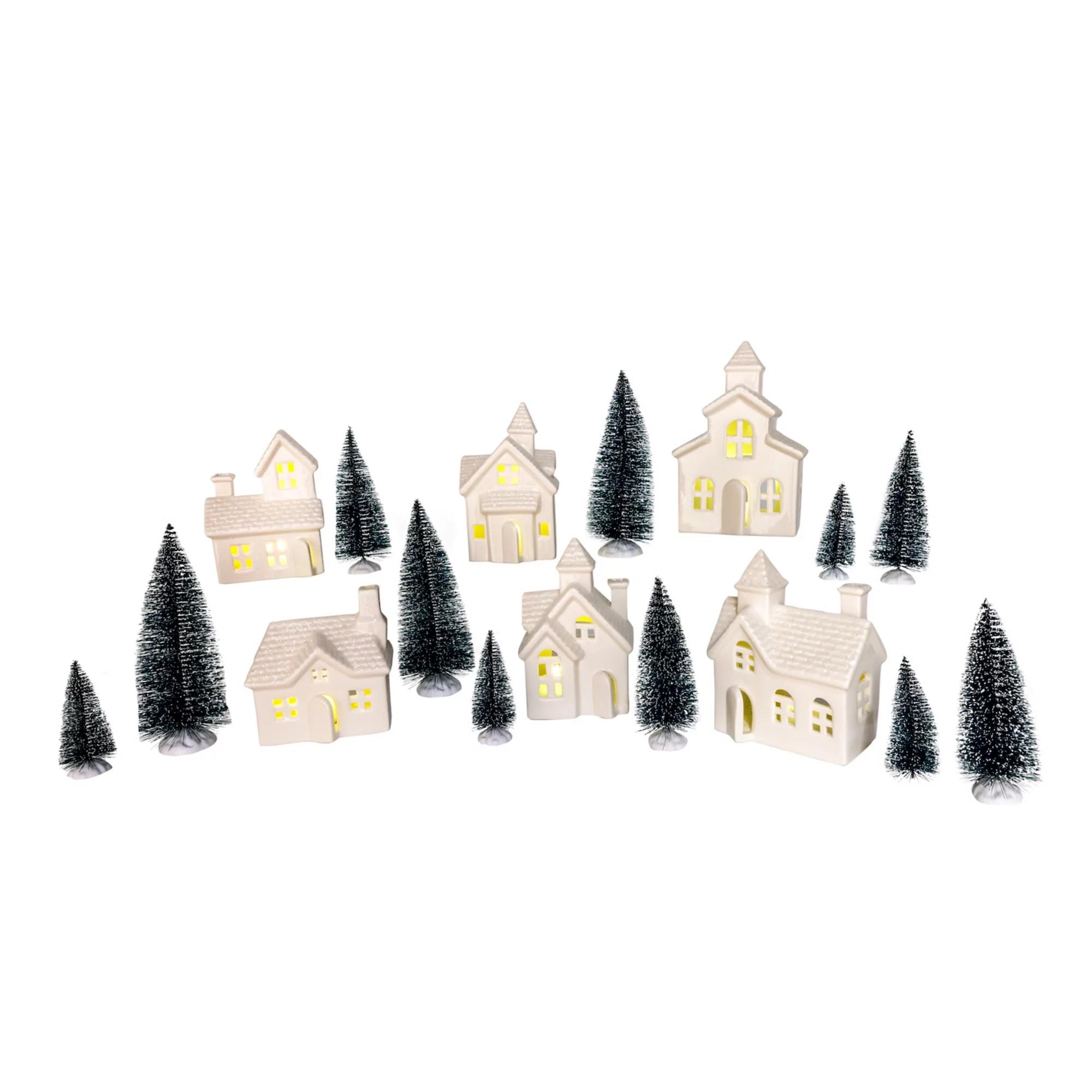 Kurt Adler 3 - 7.7-in. Lighted Porcelain Christmas House 24-Piece Set | Kohl's