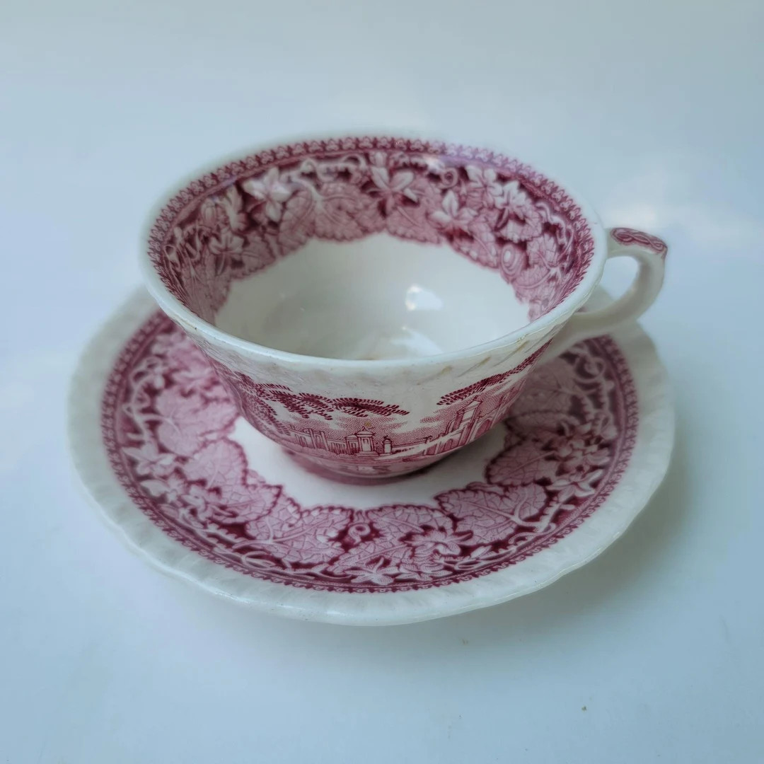 Antique Masons Teacup Saucer Red Transferware Red Patent Ironstone Vista 1940s - Etsy | Etsy (US)