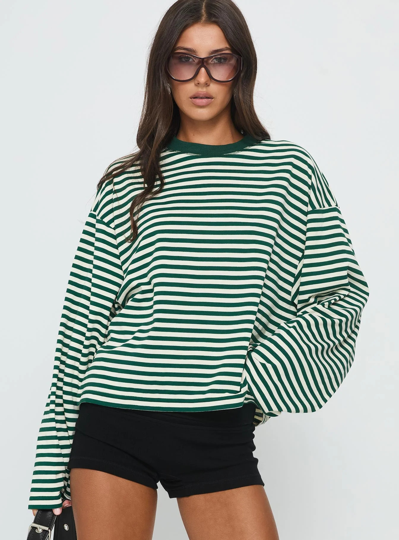 Bloom Long Sleeve Top Moss Stripe | Princess Polly US