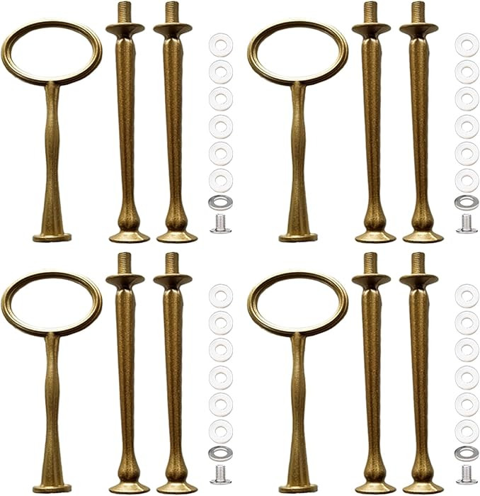 4 Sets 15’’ 3-Tier Cake Tray Stand Handle, Multi-tier Metal Dessert Fruit Center Rod Heavy Du... | Amazon (US)