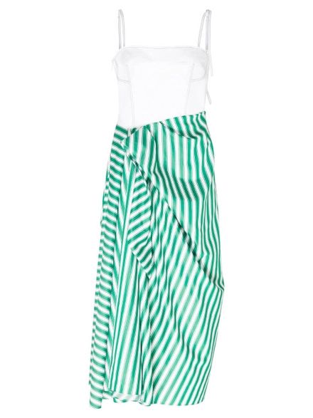 Corset Dress With Sarong Skirt Green Stripe | The Webster