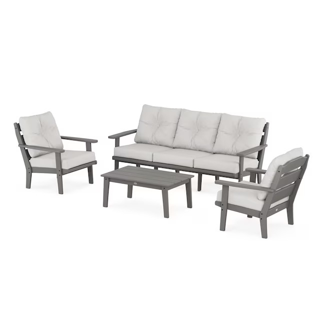 allen + roth by POLYWOOD Oakport 4 -Piece Patio Sofa Conversation Set with Off-white Revolution C... | Lowe's