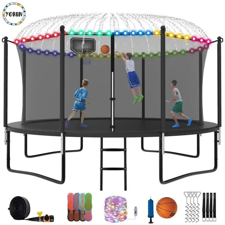 YORIN Trampoline, 1200LBS 12FT 14FT 15FT 16FT Trampoline for 4-5 Kids Adults with Enclosure Net, ... | Walmart (US)